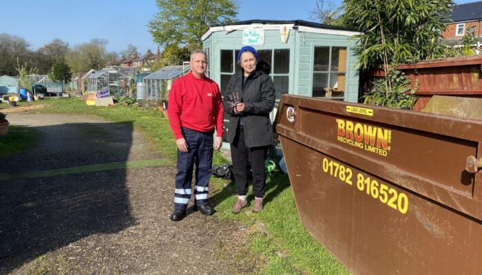 Nick Ellis from Brown Recycling and Trish Goodwin from the community garden