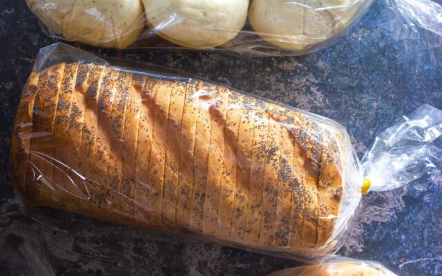 Bread groceries in bags