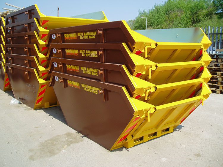 Brown Recycling stacked skips