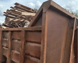 wood slats in a large bin - Brown recycling
