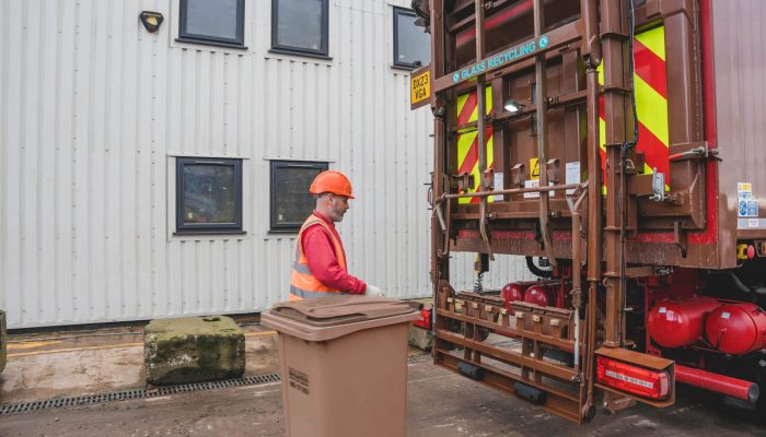 a bin collection taking place for simpler recycling - Brown recycling