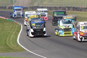 trucks racing on a track