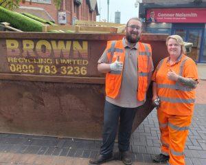 the team at crewecreates stood by commercial skip - Brown recycling